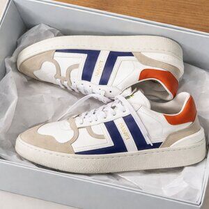 LANVIN LOW-TOP MEN SNEAKERS WHITE/BLUE SIZE US 7. 5 EU 40 100% CALF LEATHER NEW
